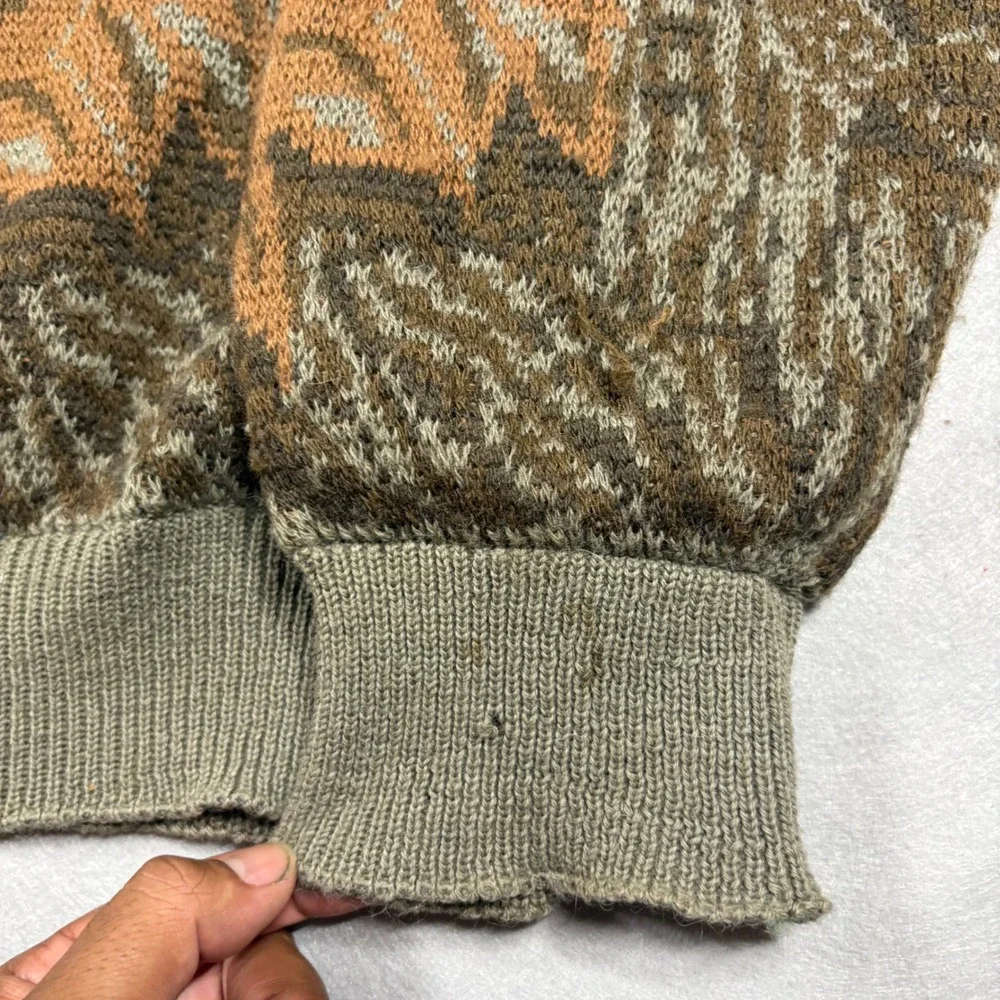Cabelas Wool Gore Windstopper Lined Sweater Mens Large Camo Henley Made in USA
